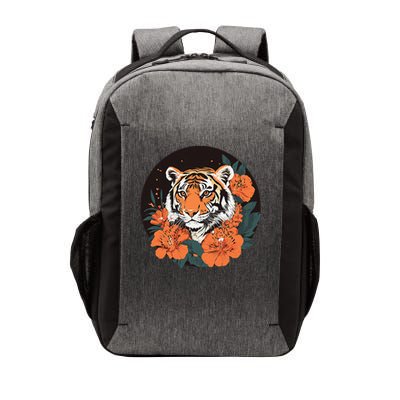 Tiger With Floral Elements For Nature Enthusiasts Vector Backpack