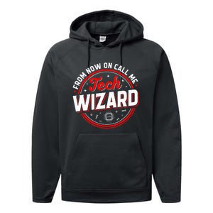 Tech Wizard Funny Computer Repair & IT Support Programmers Performance Fleece Hoodie