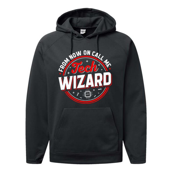 Tech Wizard Funny Computer Repair & IT Support Programmers Performance Fleece Hoodie