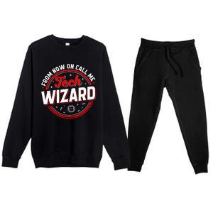 Tech Wizard Funny Computer Repair & IT Support Programmers Premium Crewneck Sweatsuit Set