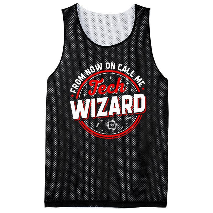 Tech Wizard Funny Computer Repair & IT Support Programmers Mesh Reversible Basketball Jersey Tank