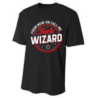 Tech Wizard Funny Computer Repair & IT Support Programmers Performance Sprint T-Shirt