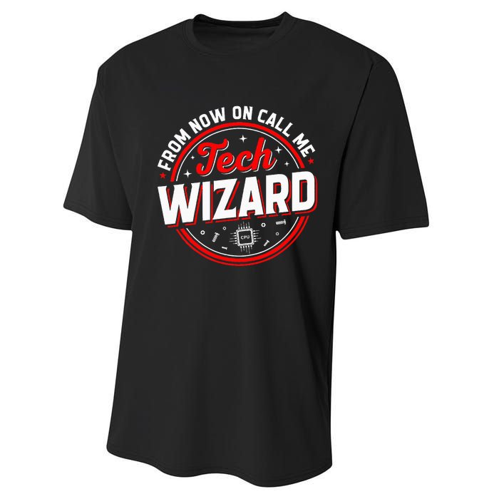 Tech Wizard Funny Computer Repair & IT Support Programmers Performance Sprint T-Shirt