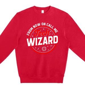 Tech Wizard Funny Computer Repair & IT Support Programmers Premium Crewneck Sweatshirt