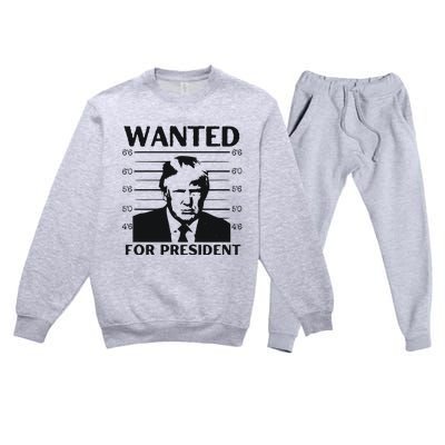 Trump Wanted For President Im Voting For Trump 2024 Premium Crewneck Sweatsuit Set