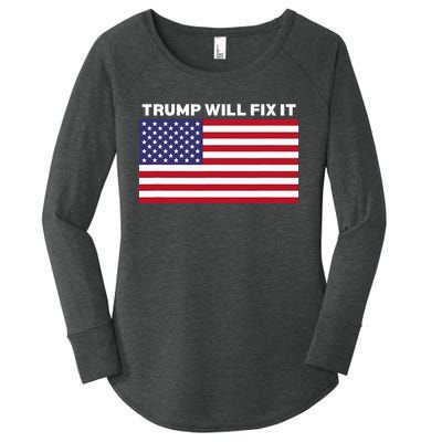 Trump Will Fix It American Flag Maga Women's Perfect Tri Tunic Long Sleeve Shirt