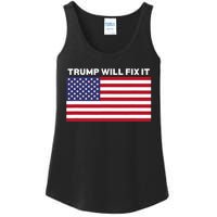 Trump Will Fix It American Flag Maga Ladies Essential Tank