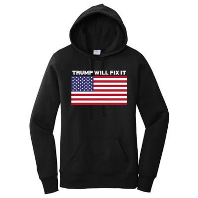 Trump Will Fix It American Flag Maga Women's Pullover Hoodie