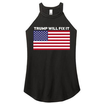 Trump Will Fix It American Flag Maga Women's Perfect Tri Rocker Tank