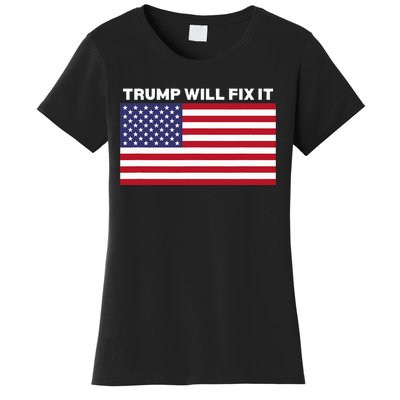 Trump Will Fix It American Flag Maga Women's T-Shirt