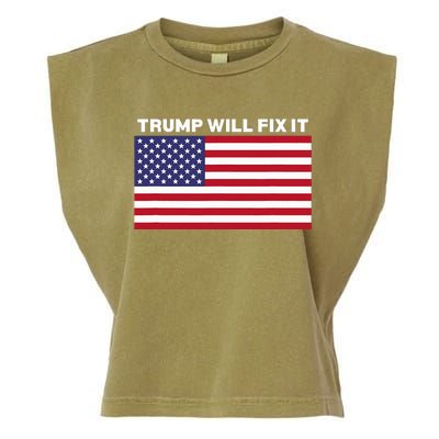 Trump Will Fix It American Flag Maga Garment-Dyed Women's Muscle Tee