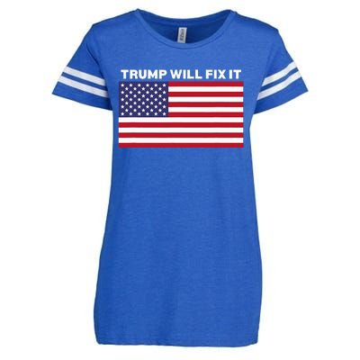 Trump Will Fix It American Flag Maga Enza Ladies Jersey Football T-Shirt