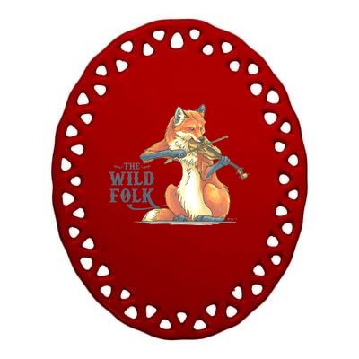 The Wild Folk Fox On Fiddle Ceramic Oval Ornament