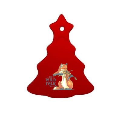 The Wild Folk Fox On Fiddle Ceramic Tree Ornament