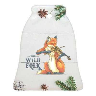 The Wild Folk Fox On Fiddle Ceramic Bell Ornament