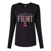 Together We Fight Breast Cancer Awareness Pink Ribbon Womens Cotton Relaxed Long Sleeve T-Shirt