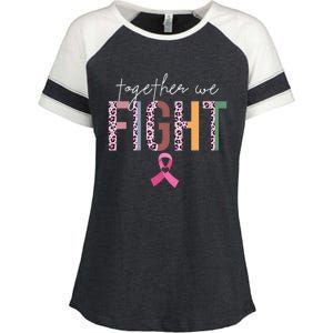 Together We Fight Breast Cancer Awareness Pink Ribbon Enza Ladies Jersey Colorblock Tee