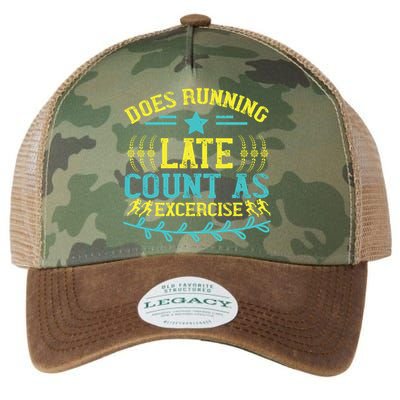 Tee With Funny Logo Does Running Late Count As Exercise? Cute Gift Legacy Tie Dye Trucker Hat