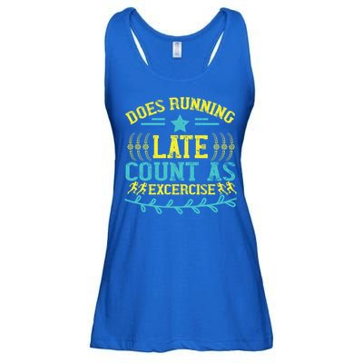 Tee With Funny Logo Does Running Late Count As Exercise? Cute Gift Ladies Essential Flowy Tank