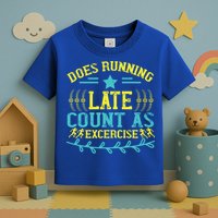Tee With Funny Logo Does Running Late Count As Exercise? Cute Gift Toddler T-Shirt