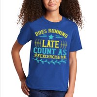 Tee With Funny Logo Does Running Late Count As Exercise? Cute Gift Kids T-Shirt