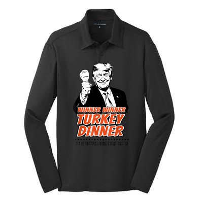 Trump Winner Funny Winner Turkey Dinner Thanksgiving Silk Touch Performance Long Sleeve Polo