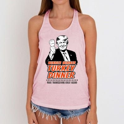 Trump Winner Funny Winner Turkey Dinner Thanksgiving Women's Knotted Racerback Tank