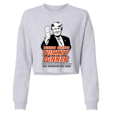 Trump Winner Funny Winner Turkey Dinner Thanksgiving Cropped Pullover Crew