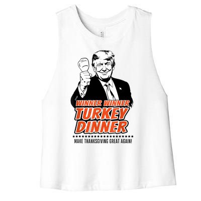 Trump Winner Funny Winner Turkey Dinner Thanksgiving Women's Racerback Cropped Tank