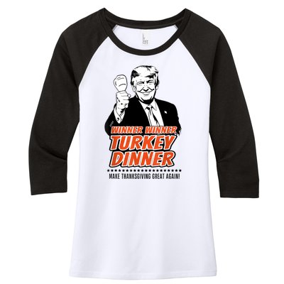 Trump Winner Funny Winner Turkey Dinner Thanksgiving Women's Tri-Blend 3/4-Sleeve Raglan Shirt