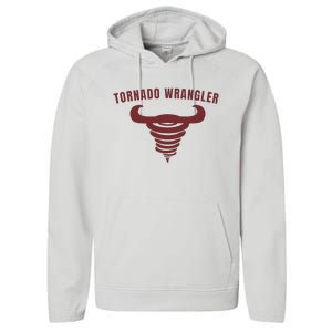 Tornado Wrangler Funny Design Performance Fleece Hoodie