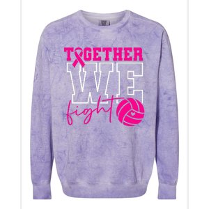 Together We Fight Breast Cancer Awareness Volleyball Lover Colorblast Crewneck Sweatshirt