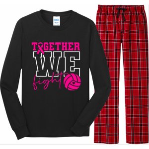 Together We Fight Breast Cancer Awareness Volleyball Lover Long Sleeve Pajama Set