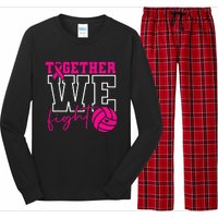 Together We Fight Breast Cancer Awareness Volleyball Lover Long Sleeve Pajama Set