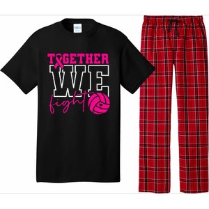 Together We Fight Breast Cancer Awareness Volleyball Lover Pajama Set