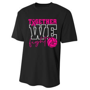 Together We Fight Breast Cancer Awareness Volleyball Lover Performance Sprint T-Shirt