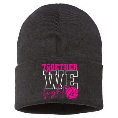 Together We Fight Breast Cancer Awareness Volleyball Lover Sustainable Knit Beanie