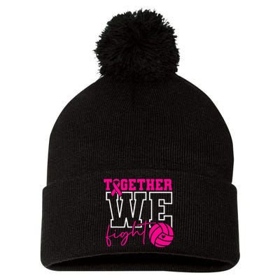 Together We Fight Breast Cancer Awareness Volleyball Lover Pom Pom 12in Knit Beanie