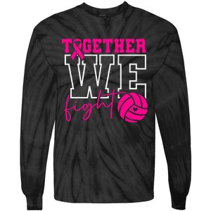 Together We Fight Breast Cancer Awareness Volleyball Lover Tie-Dye Long Sleeve Shirt