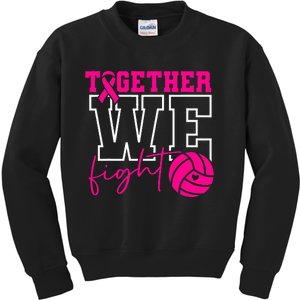 Together We Fight Breast Cancer Awareness Volleyball Lover Kids Sweatshirt