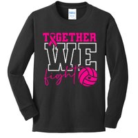 Together We Fight Breast Cancer Awareness Volleyball Lover Kids Long Sleeve Shirt