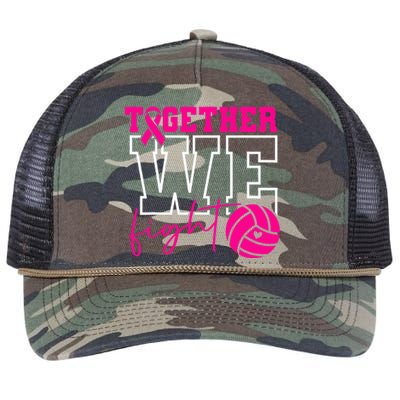 Together We Fight Breast Cancer Awareness Volleyball Lover Retro Rope Trucker Hat Cap