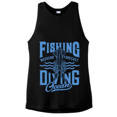 The Weekend Forecast Is Ocean Fishing And Diving Ladies PosiCharge Tri-Blend Wicking Tank