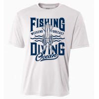 The Weekend Forecast Is Ocean Fishing And Diving Cooling Performance Crew T-Shirt