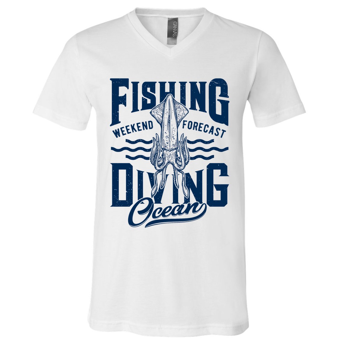 The Weekend Forecast Is Ocean Fishing And Diving V-Neck T-Shirt