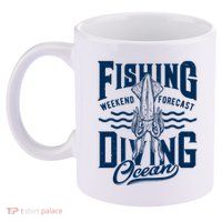 The Weekend Forecast Is Ocean Fishing And Diving 11oz C Handle Ceramic Mug