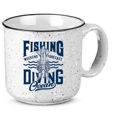 The Weekend Forecast Is Ocean Fishing And Diving 15oz Campfire Ceramic Mug