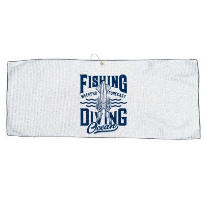 The Weekend Forecast Is Ocean Fishing And Diving Large Microfiber Waffle Golf Towel