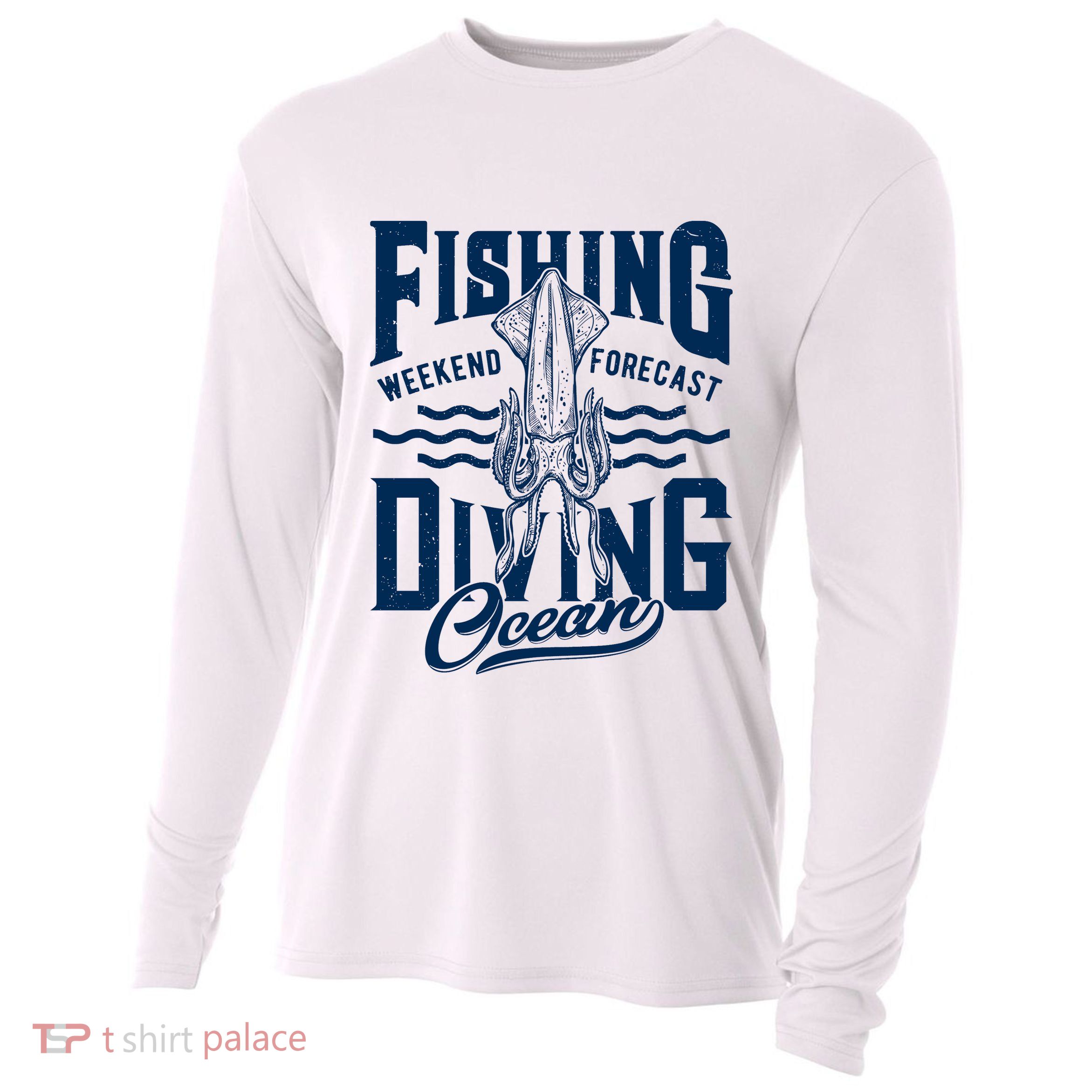 The Weekend Forecast Is Ocean Fishing And Diving Cooling Performance Long Sleeve Crew
