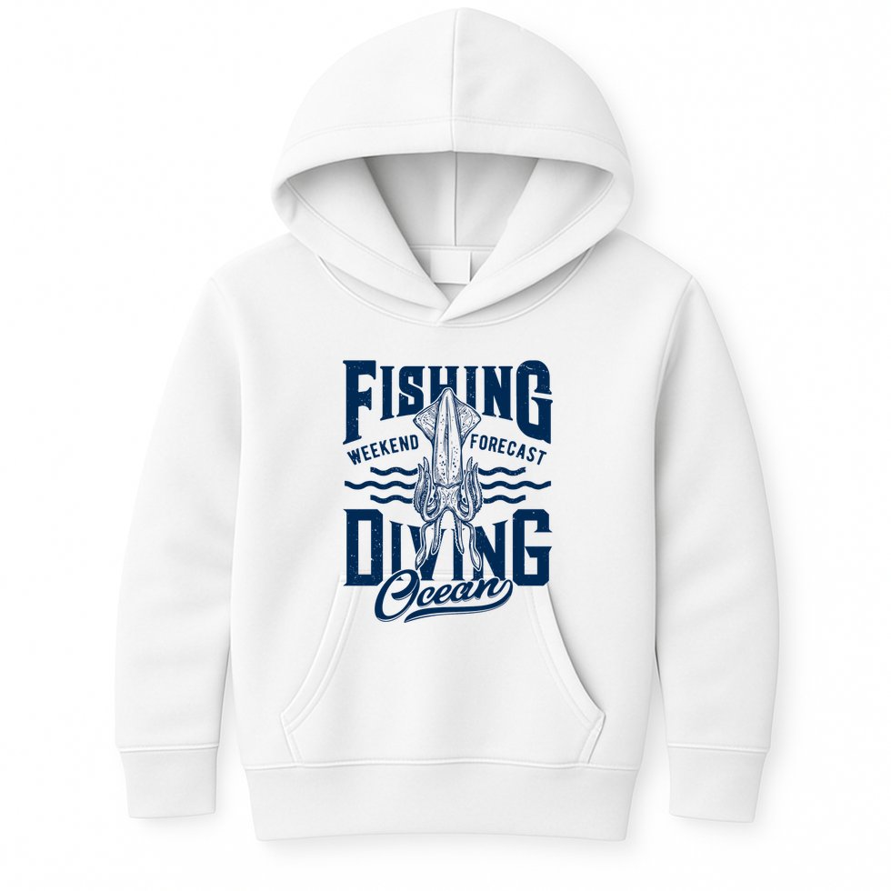 The Weekend Forecast Is Ocean Fishing And Diving Kids Hoodie